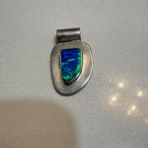 Artisan Silver Necklace with Vibrant Blue and Green Stone